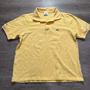 Lacoste Polo Shirts Mens 6 XL Yellow Pique Knit Cotton Collar Golf Preppy Croc